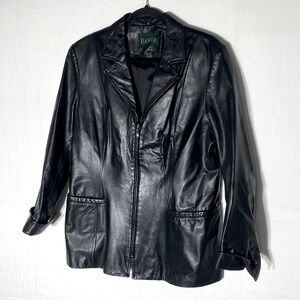 Vintage 90s Danier Black Genuine Leather Jacket L Minimalist Y2K Corporate Goth